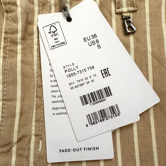 NWT Bogner Polly Shorts Light Sand Stripe Minimalist Summer Coastal Size 6‎ - Picture 5 of 6